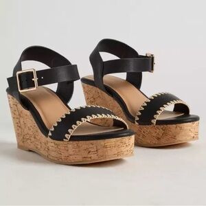 NEW Torrid Whipstitch Wedge Sandals (WW) Extra Wide Width 9.5WW